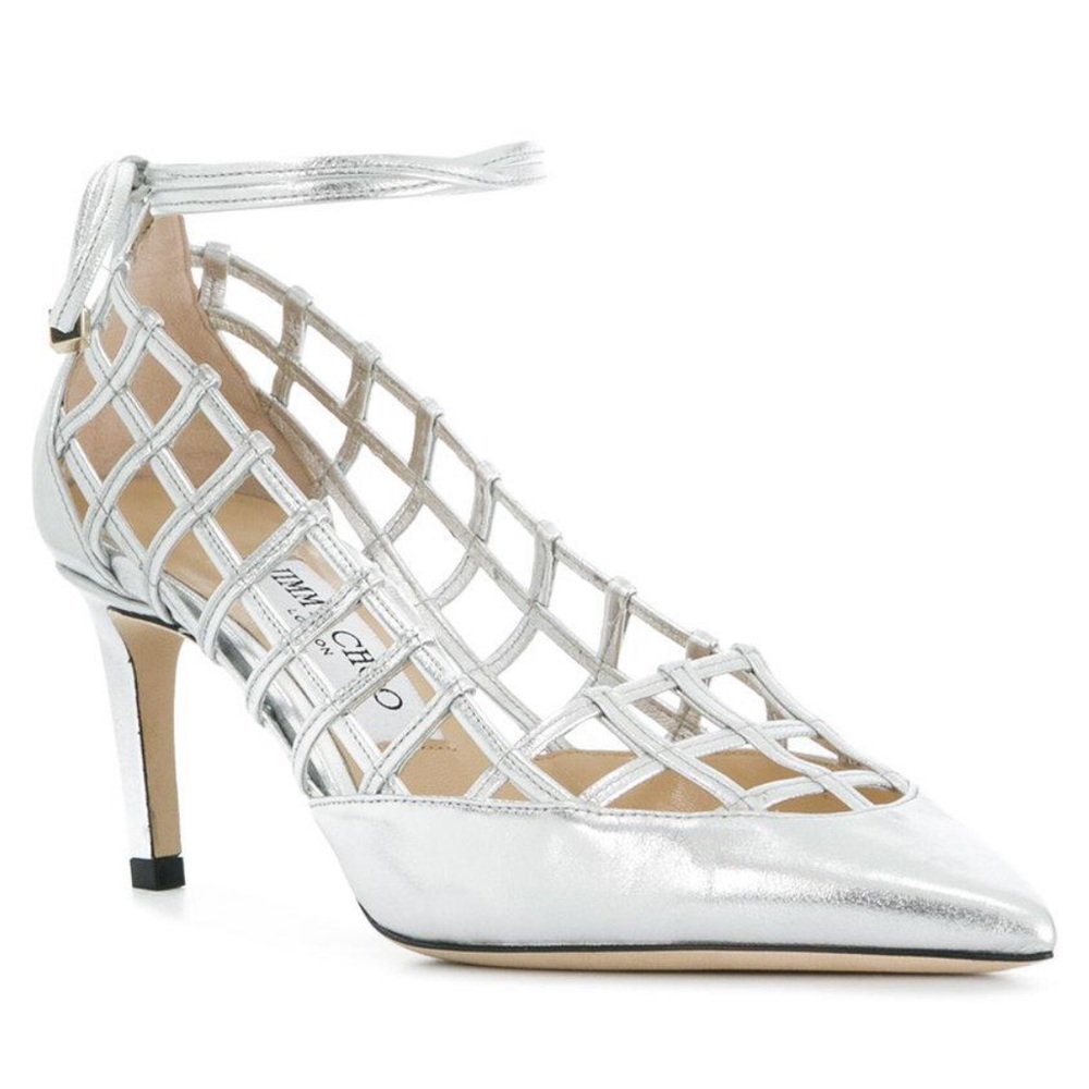 Jimmy Choo Silver Soraya 65 Leather Pumps